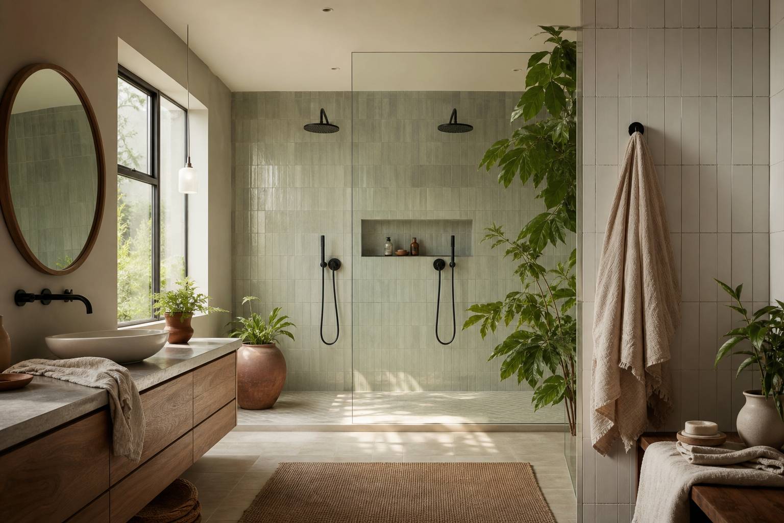 Inspirations déco pour salles de bain avec douche double : alliez style et convivialité