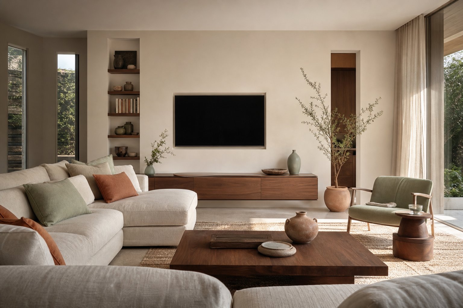 Salon moderne television ecran plat deco contemporaine