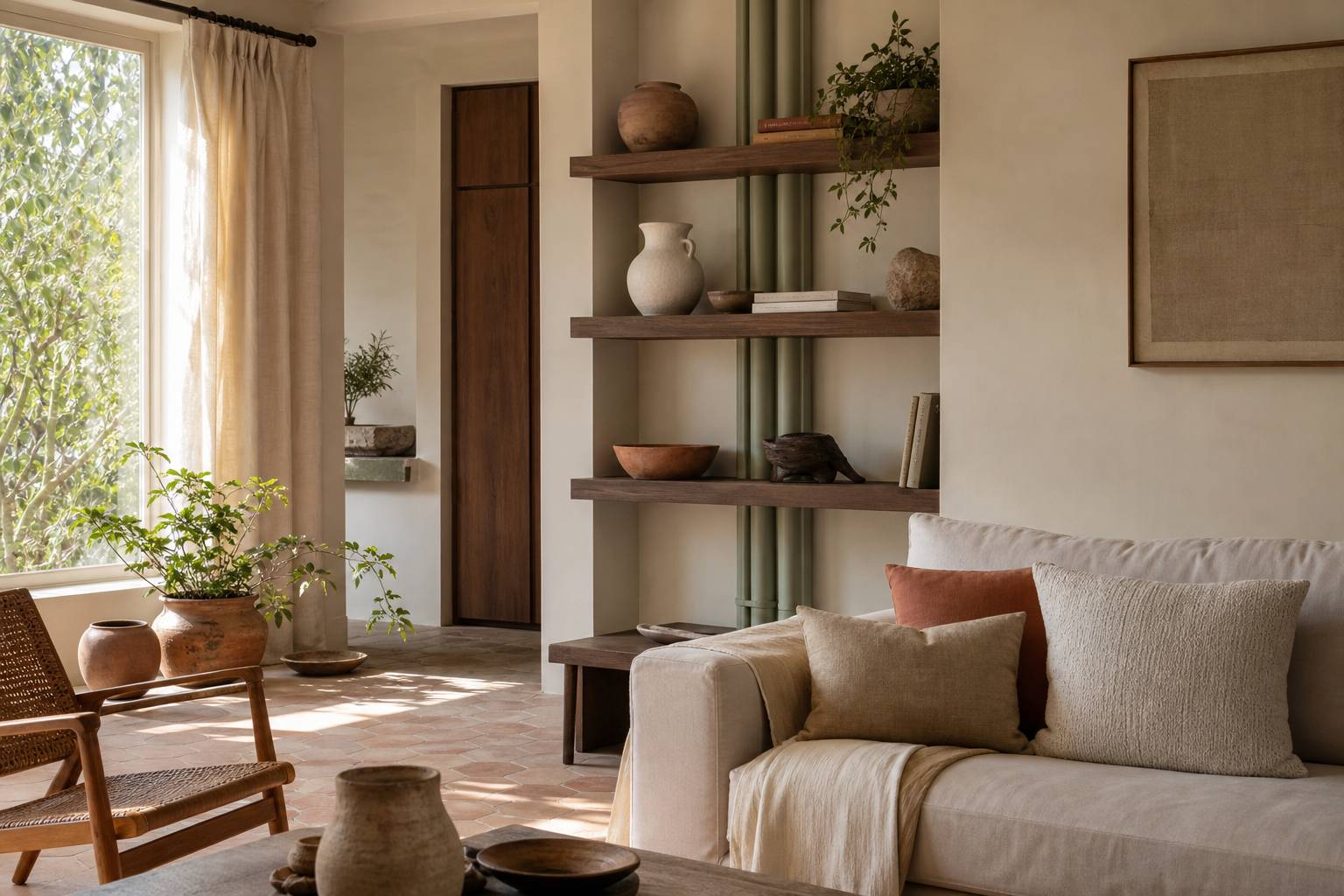 Detail tuyaux decores ou caches interieur style maison lumineux