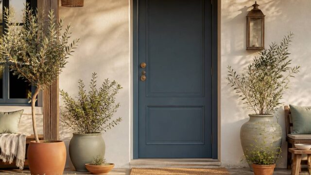 Inspirez-vous : sublimer votre entrée avec une porte bleue pleine de charme