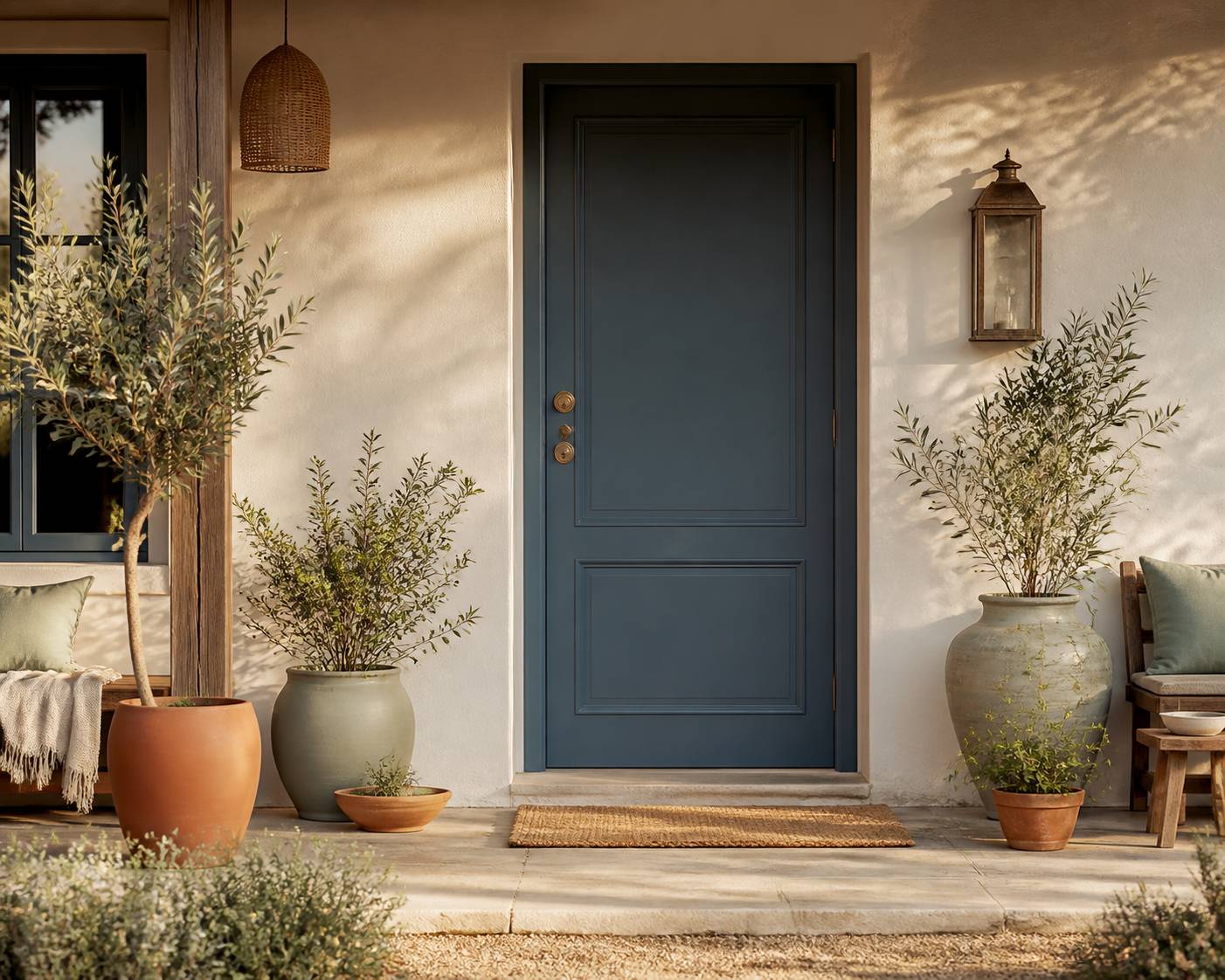Inspirez-vous : sublimer votre entrée avec une porte bleue pleine de charme