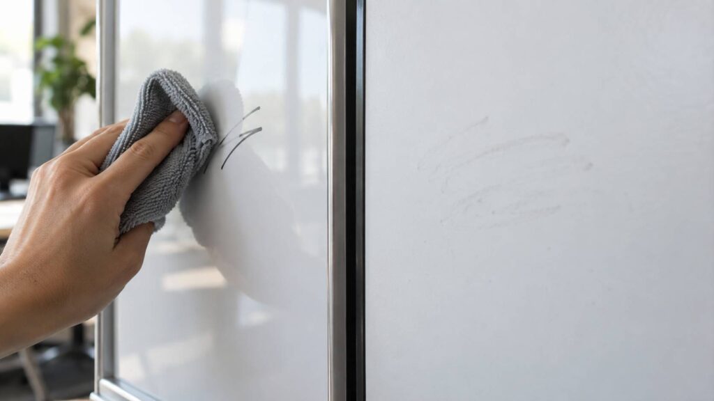 Plan de détail illustrant le sujet de l'article : Tableau blanc en verre ou émaillé : lequel dure le plus longtemps